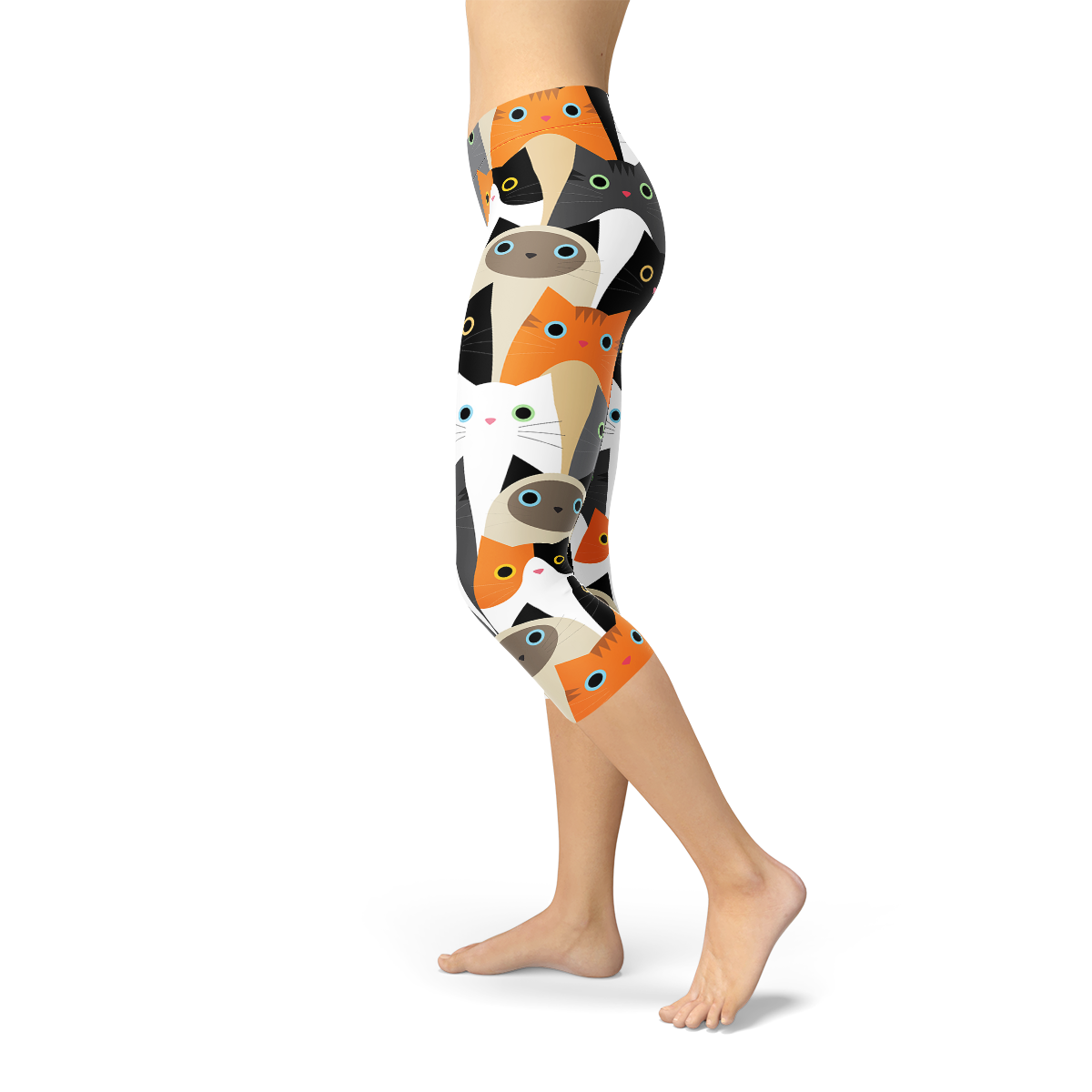 Capri-Leggings mit Katzen-Print für Damen