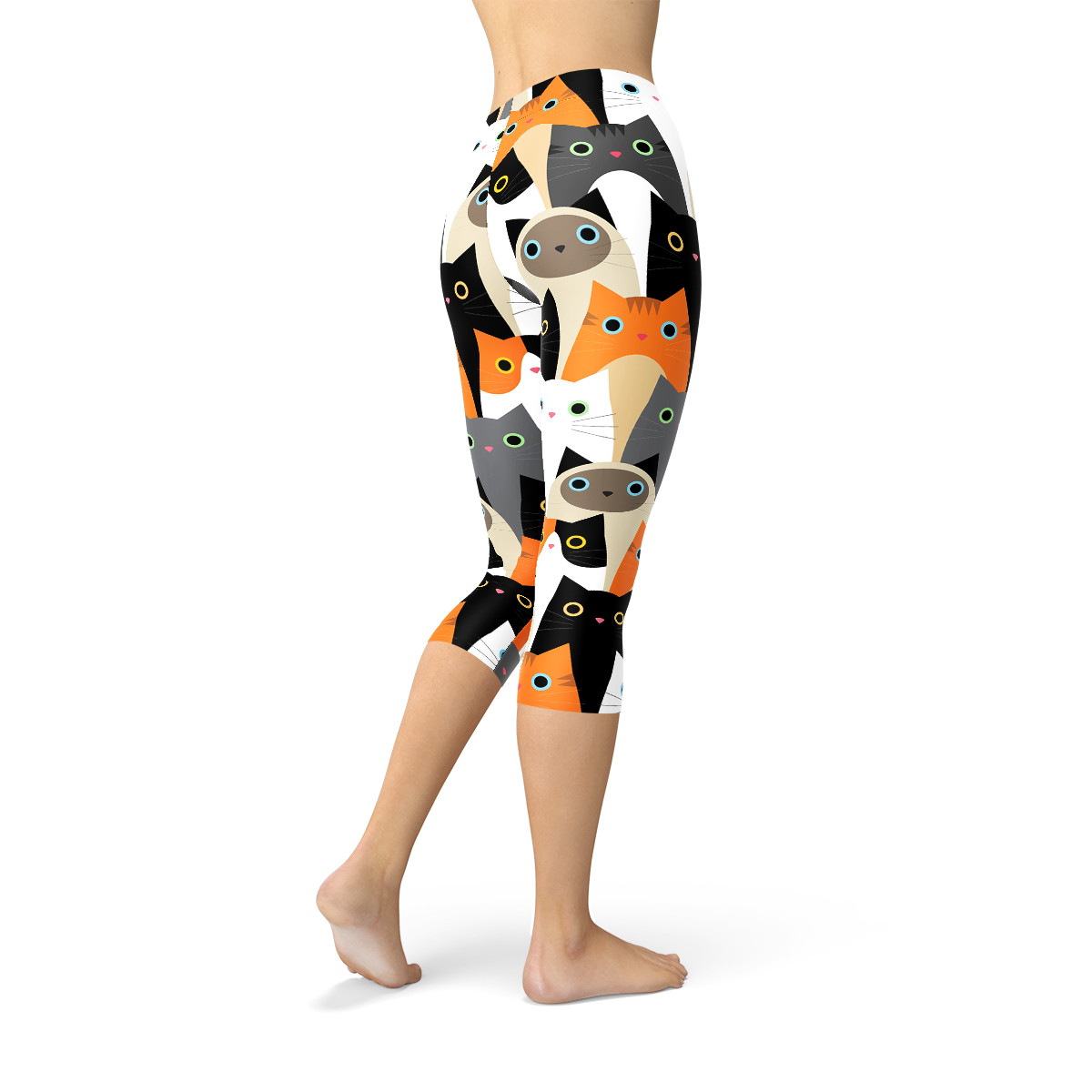 Capri-Leggings mit Katzen-Print für Damen