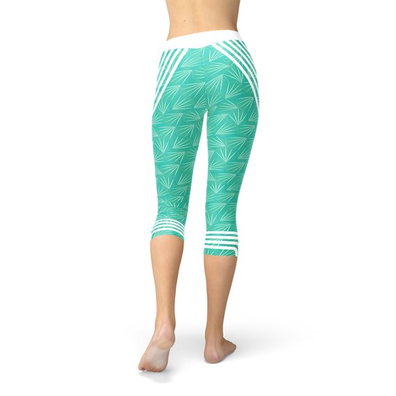 Türkisfarbene Sport-Capri-Leggings