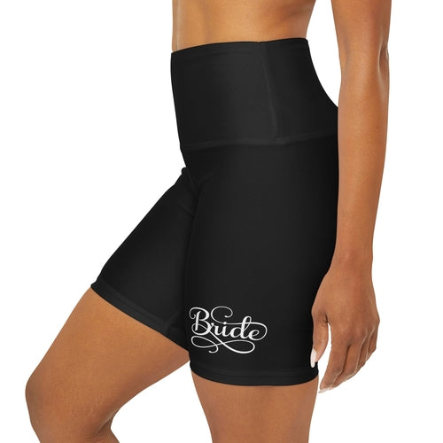 Schwarze Yoga-Shorts mit hoher Taille für Damen – Braut-Accessoires – Hochzeit